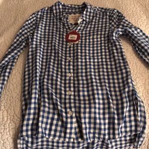 blue and white plaid shirt